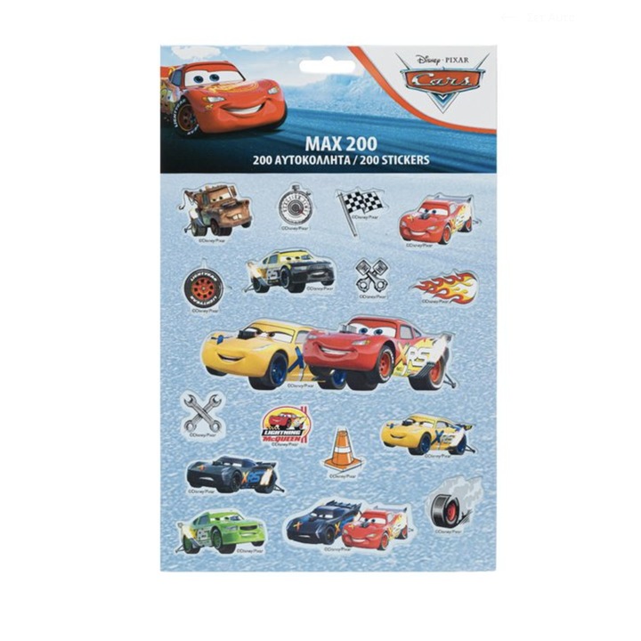 Тефтер с 200 стикера, персонаж Crazy cars, многоцветен