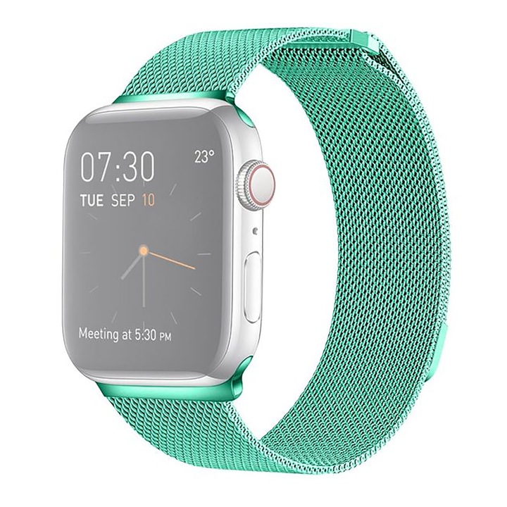 WatchBand™ Milanese Loop, съвместим с Apple Watch 1/2/3/4/5/6/7/SE/Nike+ - 42/44/45 мм, тюркоаз