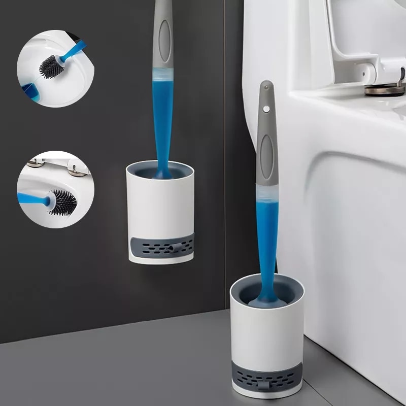 Medical To contaminate blade Perie de toaleta din silicon, cu dozator de detergent, suport de montaj pe  perete, 43x10.5 cm - eMAG.ro