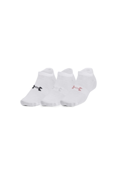 Under Armour, Set de sosete unisex foarte scurte pentru fitness Essential - 3 perechi, Alb/Roz