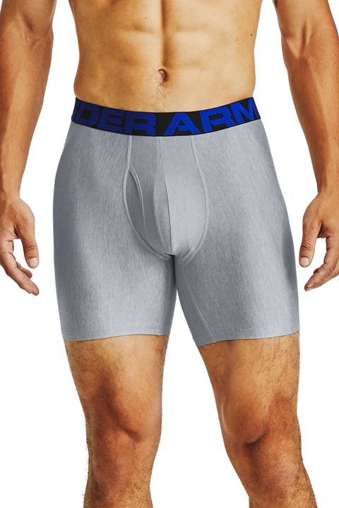 Under Armour, Set de boxeri cu banda logo in talie Tech™ - 2 perechi, Gri, Albastru, S