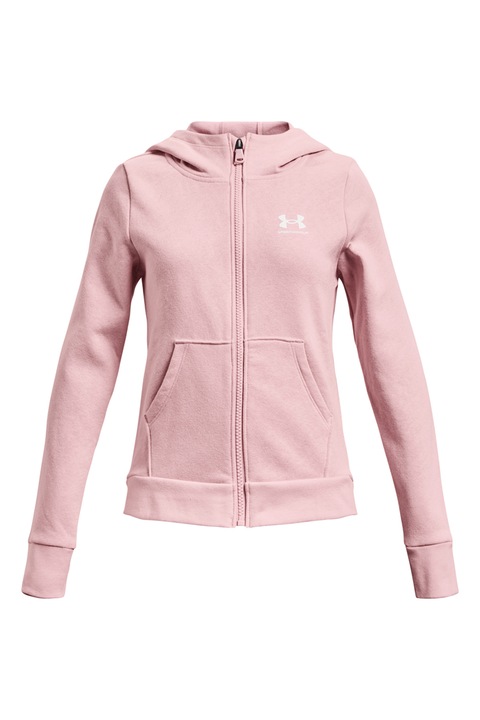 Under Armour, Rival cipzáros sportpulóver kapucnival és logómintával, Pasztell rózsaszín