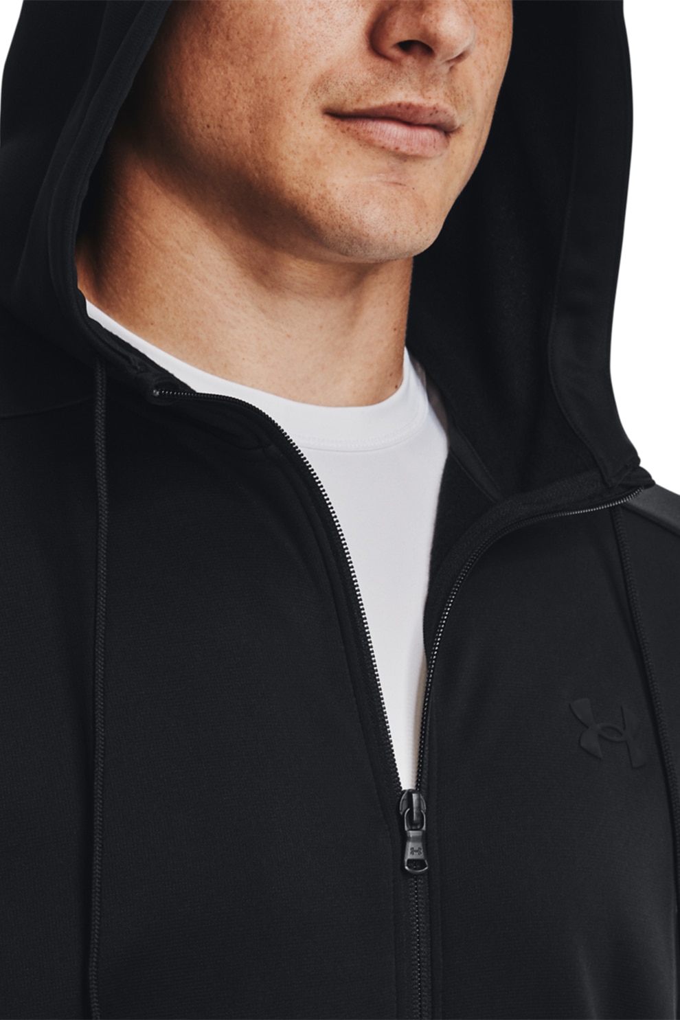 Under Armour, Фитнес худи с лого и цип, Черен, M - eMAG.bg