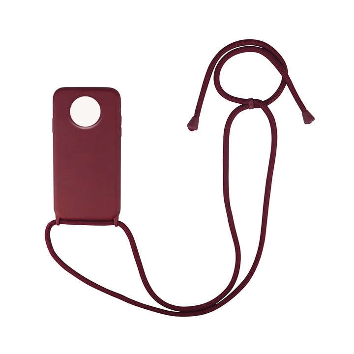 Husa cu snur pentru Xiaomi Redmi Note 9T, My Colors, TPU/Silicon, Bordo