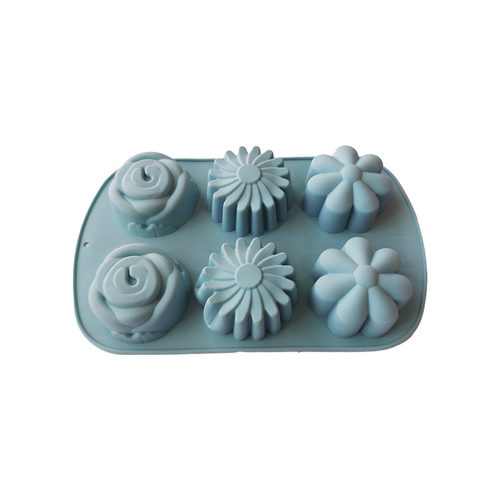 Forma silicon 6 cavitati, model floral, 27 cm, 214COF