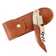 Tirbuson vin din Otel Inoxidabil, Multifunctional, Desfacator Sticle, Cutit Somelier, Lama Cutit Zimtat Incorporata, Maner Lemn Maro, Teaca din piele inclusa, 12.5 x 3 x 1.5 cm