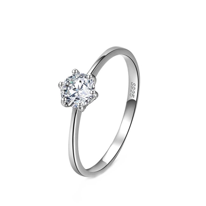 Inel din Argint cu cristale Zirconiu, placat cu Rodiu, Aris Silver