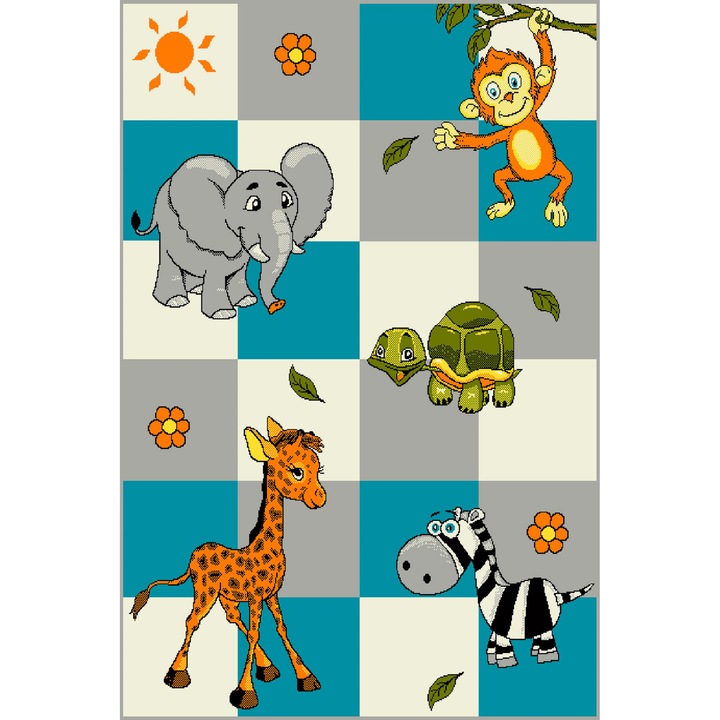 Covor Pentru Copii, Kolibri 11379-149, 160x230 cm, Bleu / Alb, 2200 gr/mp