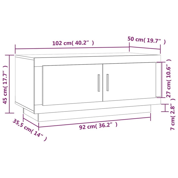 Masuta de cafea vidaXL, gri beton, 102x50x45 cm, lemn prelucrat, 29.4 kg