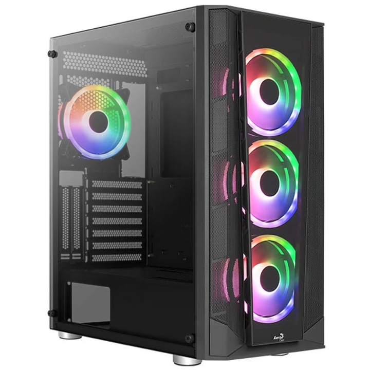 Carcasa computer, Aerocool, Middle Tower, Prism v3 ARGB ATX, Negru