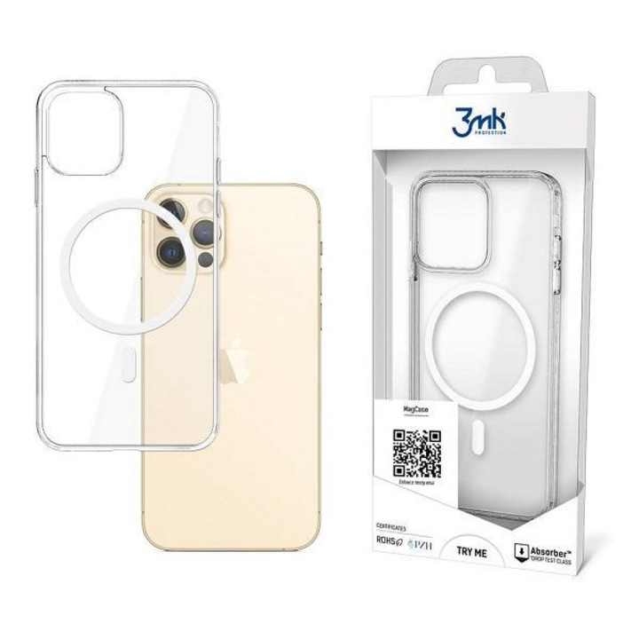 Apple iPhone 12 Pro Max - 3MK MagCase Magsafe kompatibilis ütésálló hátlap tok, Átlátszó
