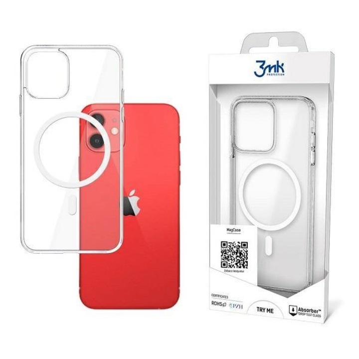 Apple iPhone 12 mini - 3MK MagCase Magsafe kompatibilis ütésálló hátlap tok, Átlátszó
