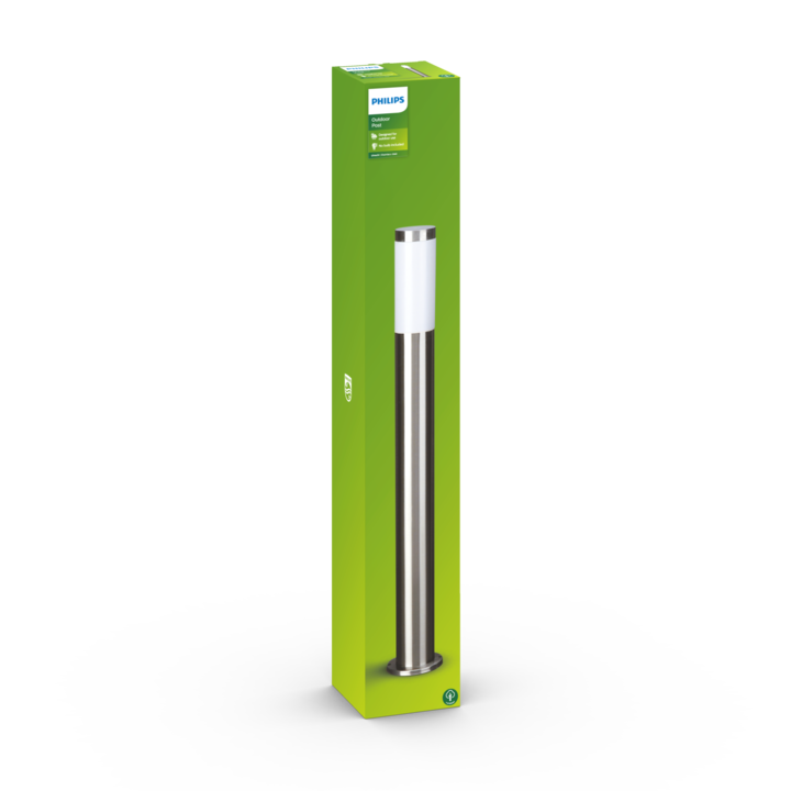 Stalp iluminat exterior Philips Utrecht, E27, IP44, 80cm, Otel inoxidabil