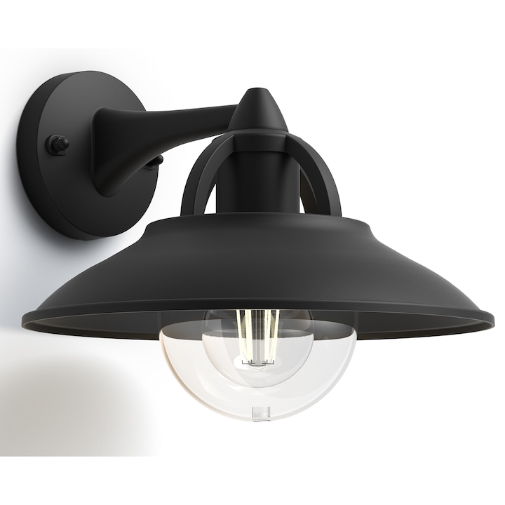 Aplica pentru exterior Philips Cormorant, E27, IP44, Aluminiu, Negru