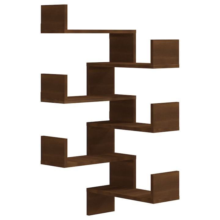 vidaXL 2 db barna tölgyszínű szerelt fa fali sarokpolc 40 x 40 x 50 cm 815209