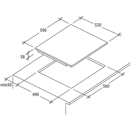Plita incorporabila Candy CTP644MCBB, Inductie, 4 zone de gatit, Touch control, Booster, Link Power zone, 60 cm, Negru