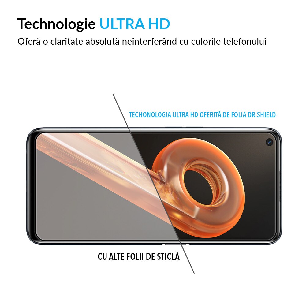 Folie Sticla Dr.Shield, Compatibil cu Realme 9i, Full Glue, Protectie Profesionala 2.5D