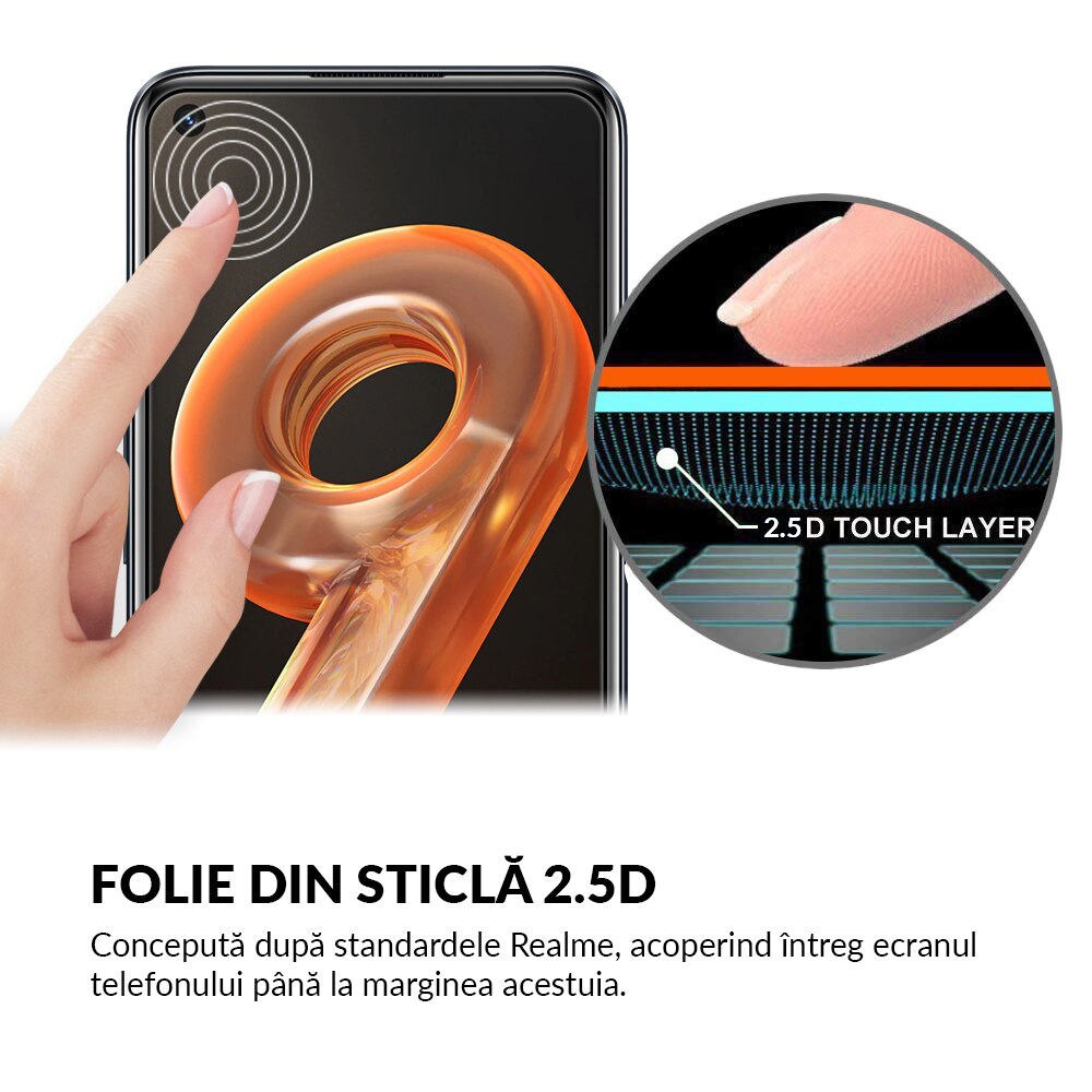 Folie Sticla Dr.Shield, Compatibil cu Realme 9i, Full Glue, Protectie Profesionala 2.5D