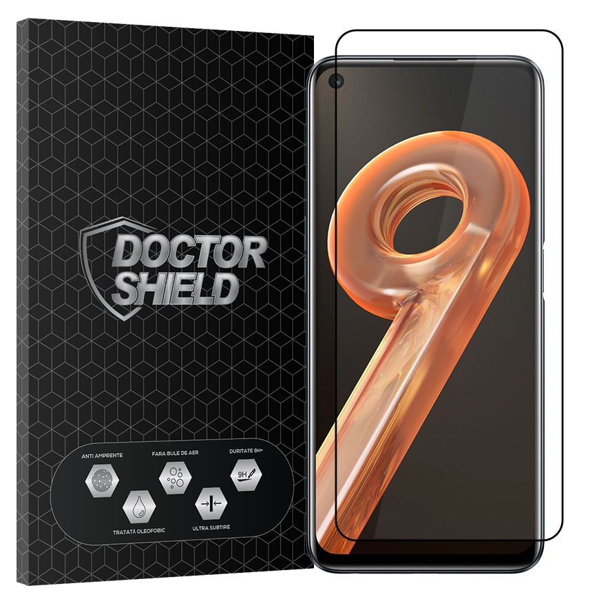 Folie Sticla Dr.Shield, Compatibil cu Realme 9i, Full Glue, Protectie Profesionala 2.5D