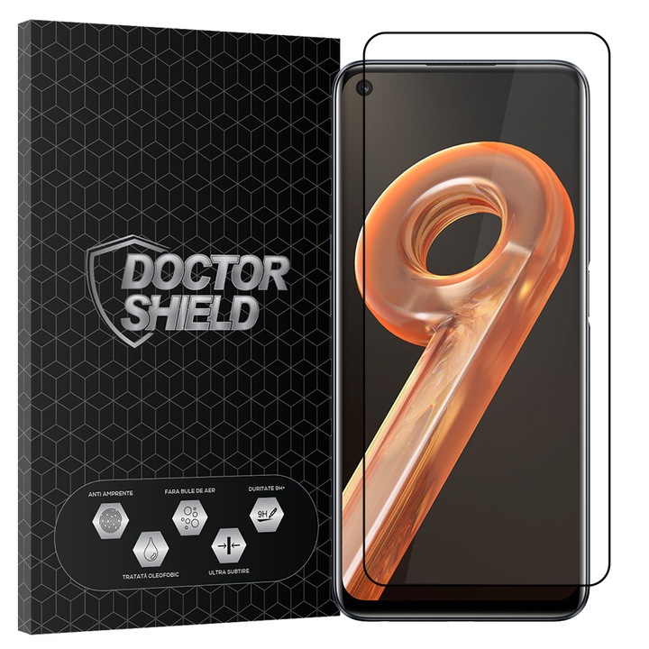 Folie Sticla Dr.Shield, Compatibil cu Realme 9i, Full Glue, Protectie Profesionala 2.5D
