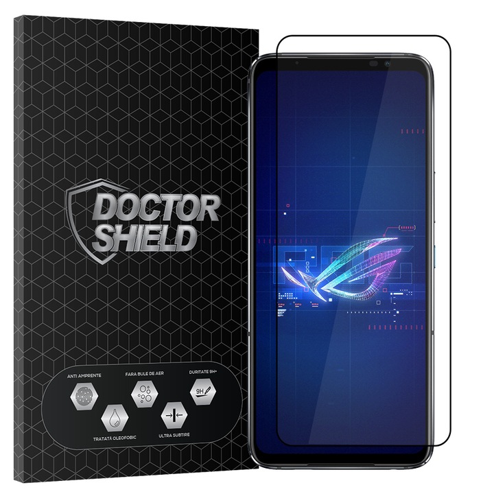 Стъклен филм Dr.Shield, съвместим ASUS ROG Phone 6 Pro, пълно лепило, професионална защита 2.5D