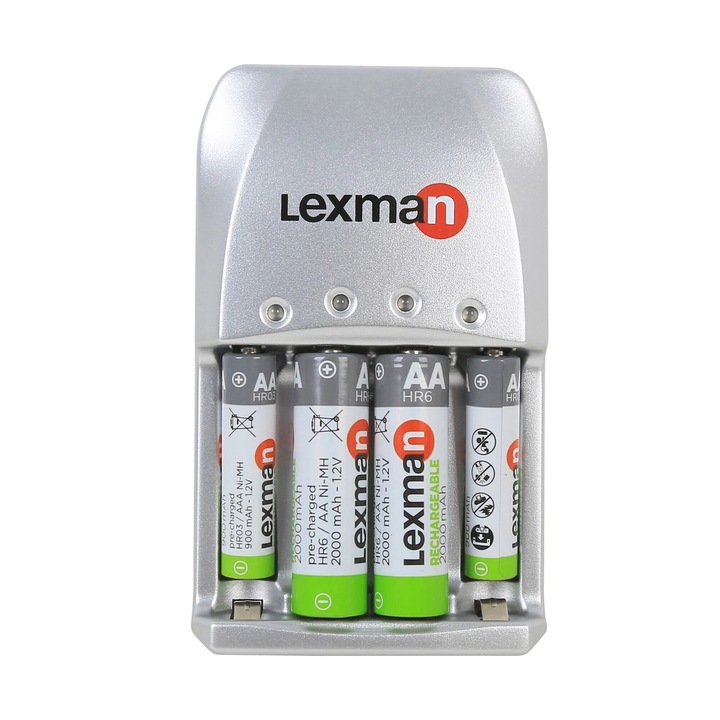 Incarcator acumulatori Lexman, pentru 4 x AA sau AAA