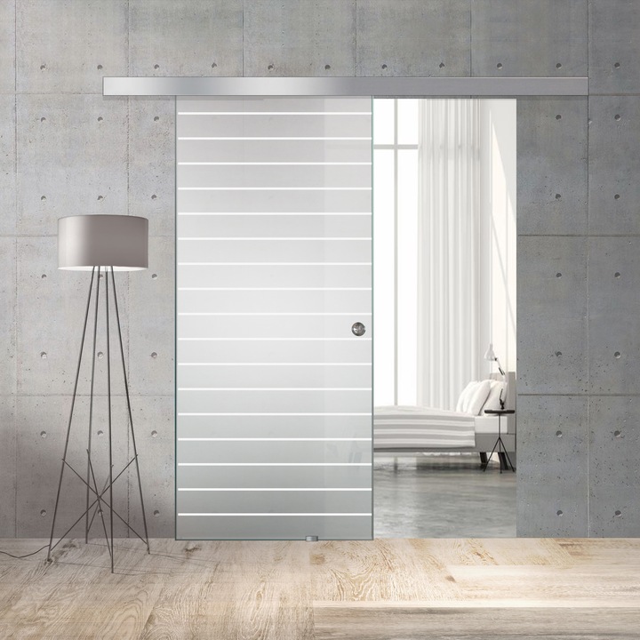 Boss üveg tolóajtó, fehér Sun modell, 60x215 cm, 8 mm vastag matt üveg