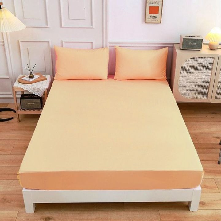 Lepedő gumival + 2 párnahuzat, 100% pamut, 180x200cm, Majoli by Bahar Tekstil, Peach Beige