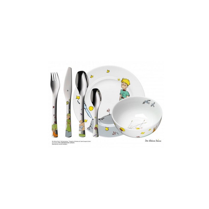 Детски комплект прибори, WMF, Порцелан/Неръждаема стомана, 6 части, Многоцветен