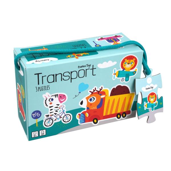 Set 3 puzzle-uri, Barbo Toys, 18x7x12 cm, 3 ani, Multicolor - eMAG.ro