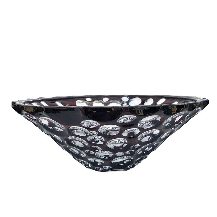 Fructiera din sticla cu buline, 30x10 cm