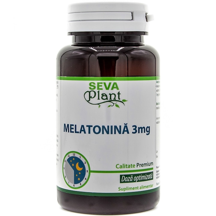 Melatonina 3mg, remediu natural pentru somn usor, 30 capsule, SevaPlant