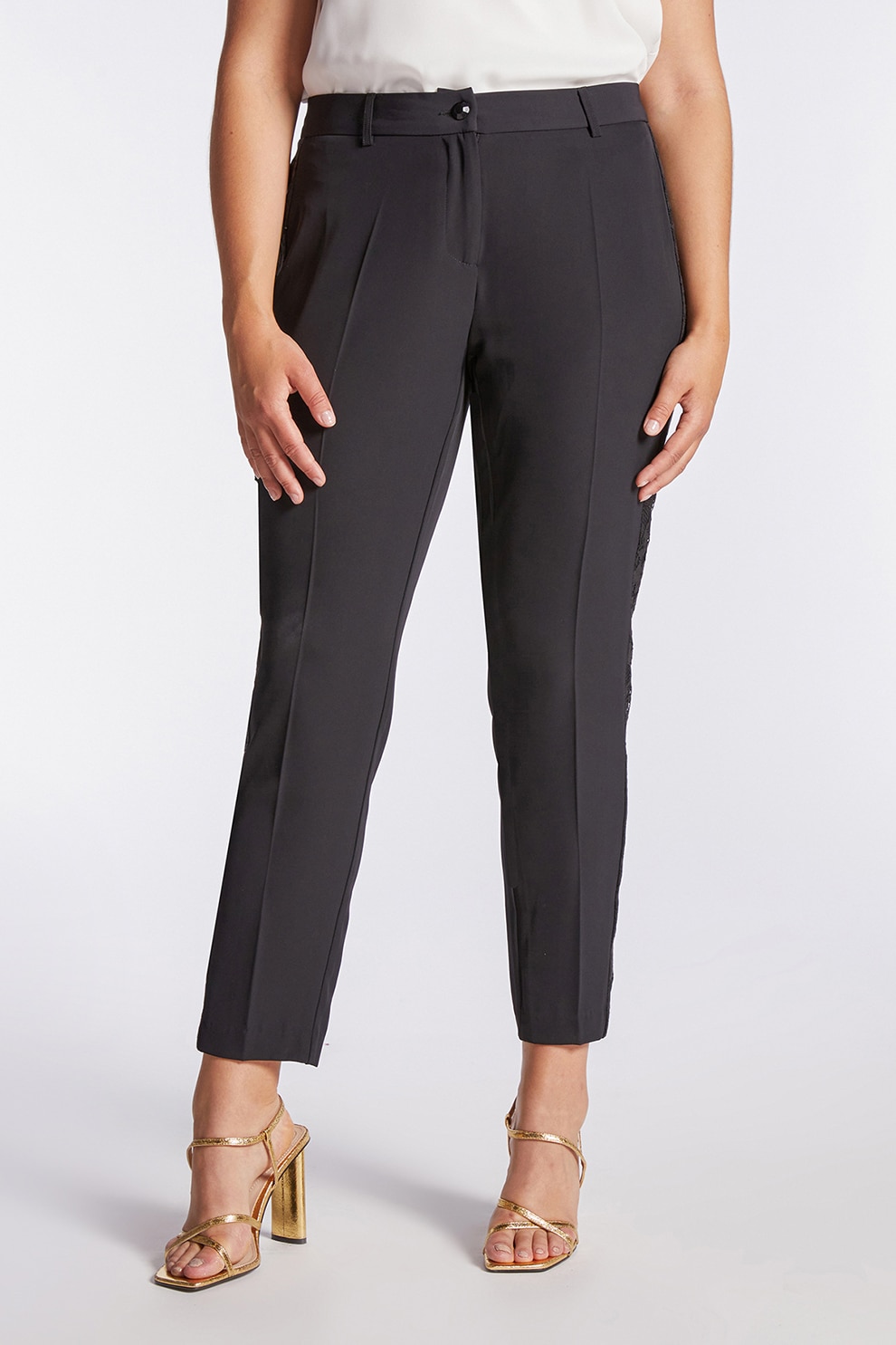 FIORELLA RUBINO: Pantaloni Regular Cinque Tasche Curvy Size Nero Stagione Primavera Estate 2024