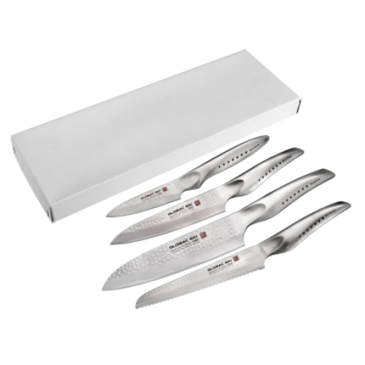 Set 4 cutite bucatarie, Global, Otel inoxidabil, Argintiu