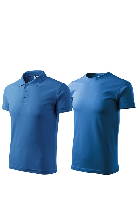 Set 2 tricouri de barbati, Malfini, Pique Basic, mix 1, Albastru azur