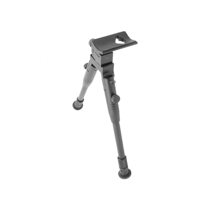 Bipod pliabil cu suport Leapers, Inaltime reglabila, Aluminiu, Gri