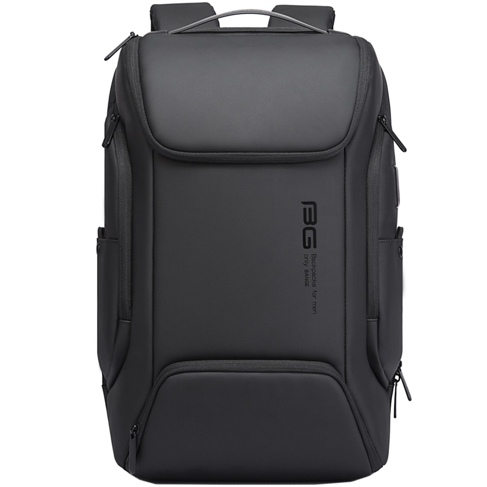 Rucsac laptop 15.6 inch, port USB, si USB-C, rezistent la stropi de apa, buzunar antifurt, sistem fixare pe valiza, carabina cu snur chei, potrivit calatorii, BANGE, BG7267BK, Negru
