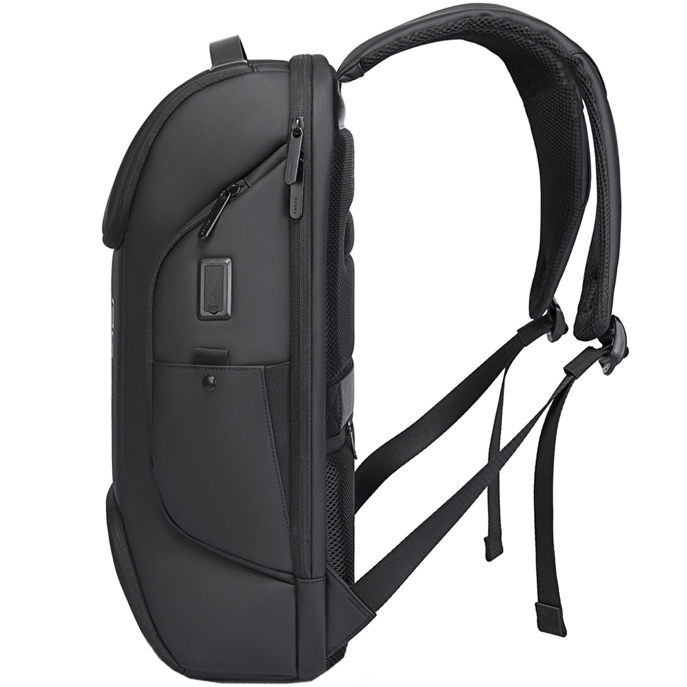 Rucsac laptop 15.6 inch, port USB, si USB-C, rezistent la stropi de apa, buzunar antifurt, sistem fixare pe valiza, carabina cu snur chei, potrivit calatorii, BANGE, BG7267BK, Negru