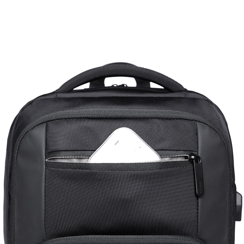 Rucsac laptop BANGE, compatibil 15.6 inch, USB, rezistent la apa, fixare pe valiza, buzunar antifurt, pentru scoala sau calatorie, BG1921, Negru
