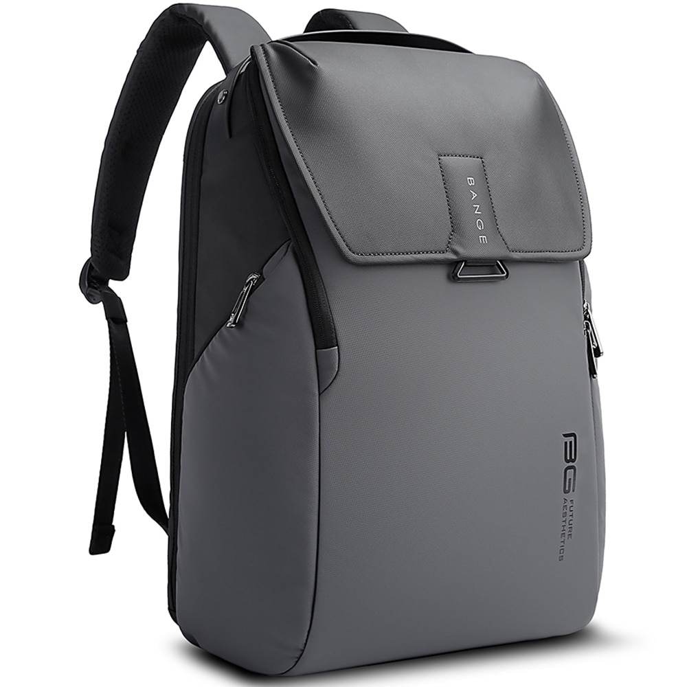 Rucsac laptop 15.6 inch, unisex, rezistent la stropi de apa, buzunar antifurt, clapa magnetica, sistem fixare pe valiza, potrivit pentru calatorii, BANGE, BG2581, Gri
