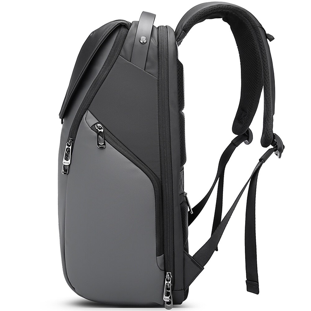 Rucsac laptop 15.6 inch, unisex, rezistent la stropi de apa, buzunar antifurt, clapa magnetica, sistem fixare pe valiza, potrivit pentru calatorii, BANGE, BG2581, Gri