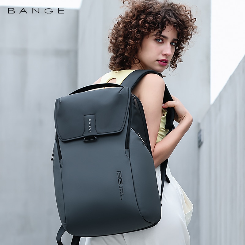 Rucsac laptop 15.6 inch, unisex, rezistent la stropi de apa, buzunar antifurt, clapa magnetica, sistem fixare pe valiza, potrivit pentru calatorii, BANGE, BG2581, Gri