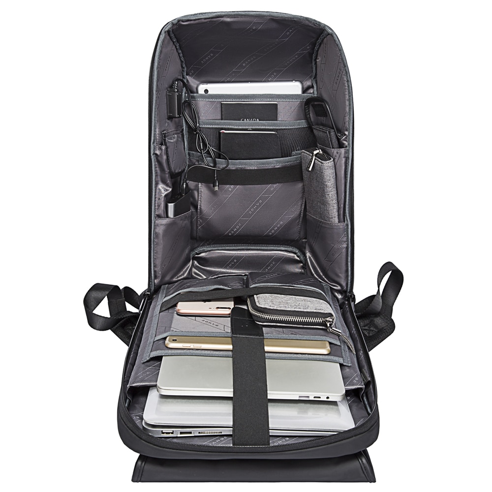 Rucsac laptop 15.6 inch, port USB, si USB-C, lacat TSA, rezistent la stropi de apa, buzunar antifurt, sistem fixare pe valiza, potrivit pentru calatorii, BANGE, BG7276BK, Negru