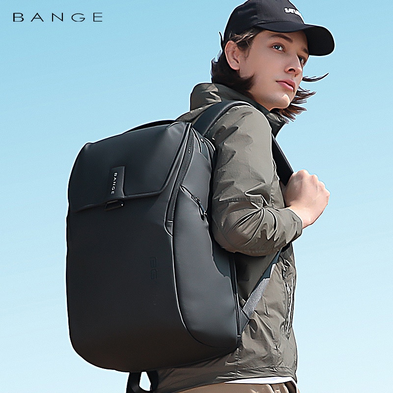 Rucsac laptop 15.6 inch, unisex, rezistent la stropi de apa, buzunar antifurt, clapa magnetica, sistem fixare pe valiza, potrivit pentru calatorii, BANGE, BG2581, Negru