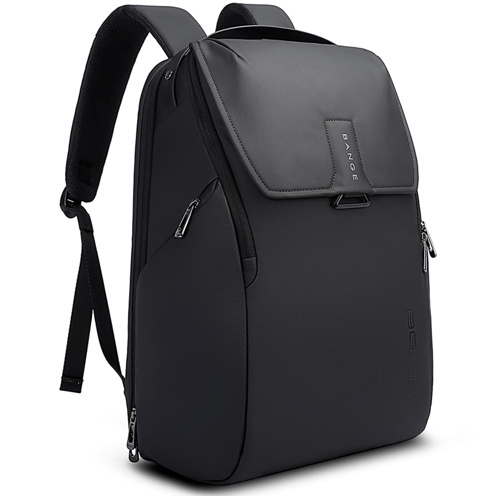 Rucsac laptop 15.6 inch, unisex, rezistent la stropi de apa, buzunar antifurt, clapa magnetica, sistem fixare pe valiza, potrivit pentru calatorii, BANGE, BG2581, Negru