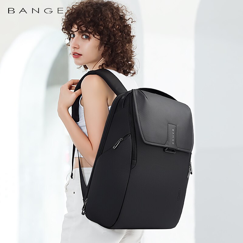 Rucsac laptop 15.6 inch, unisex, rezistent la stropi de apa, buzunar antifurt, clapa magnetica, sistem fixare pe valiza, potrivit pentru calatorii, BANGE, BG2581, Negru