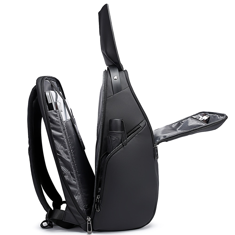Rucsac laptop 15.6 inch, unisex, rezistent la stropi de apa, buzunar antifurt, clapa magnetica, sistem fixare pe valiza, potrivit pentru calatorii, BANGE, BG2581, Negru