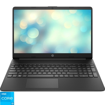 Laptop HP 15s-fq5038nq cu procesor Intel Core i3-1215U pana la 4.40 GHz, 15.6 FHD, 8GB, 512GB PCIe SSD, Intel UHD Graphics, FreeDOS, Jet Black