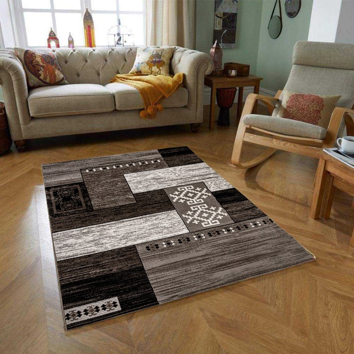 Covor Friese Traditional, 60x200 cm, gri, 2500 g/mp, 100% Polipropilena