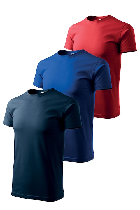 Set 3 tricouri de barbati, Malfini, Elegant Casual, mix 8, Rosu/Albastru royal/Bleumarin
